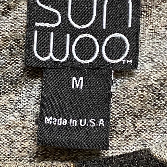 Clara Sun Woo Knit Business Blouse Zebra Print Stretchy Top Long Sleeve M - Picture 2 of 4